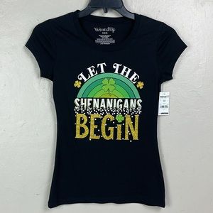 Let the Shenanigans Begin St Patrick's Day T Shirt NWT Women's Junior Sz Small